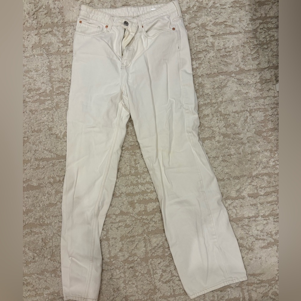 H&M white straight leg jeans